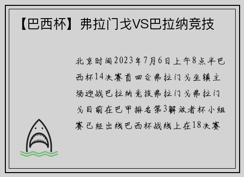 【巴西杯】弗拉门戈VS巴拉纳竞技