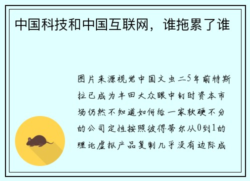 中国科技和中国互联网，谁拖累了谁